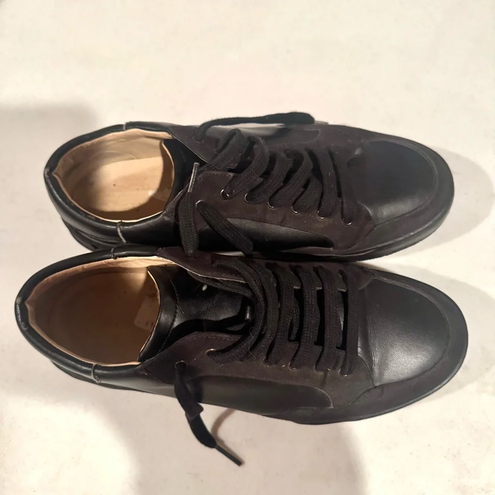 Stella McCartney MENS Leather Low Top Lace Up Sneakers Black Size 9/41